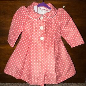 Bonnie Baby Pink and White Polka Dot Coat